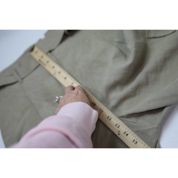 Lafayette 148 Pants Women 8 Paper Bag High Waist Belted Cargo Khaki‎ Boho Preppy - Picture 9 of 14